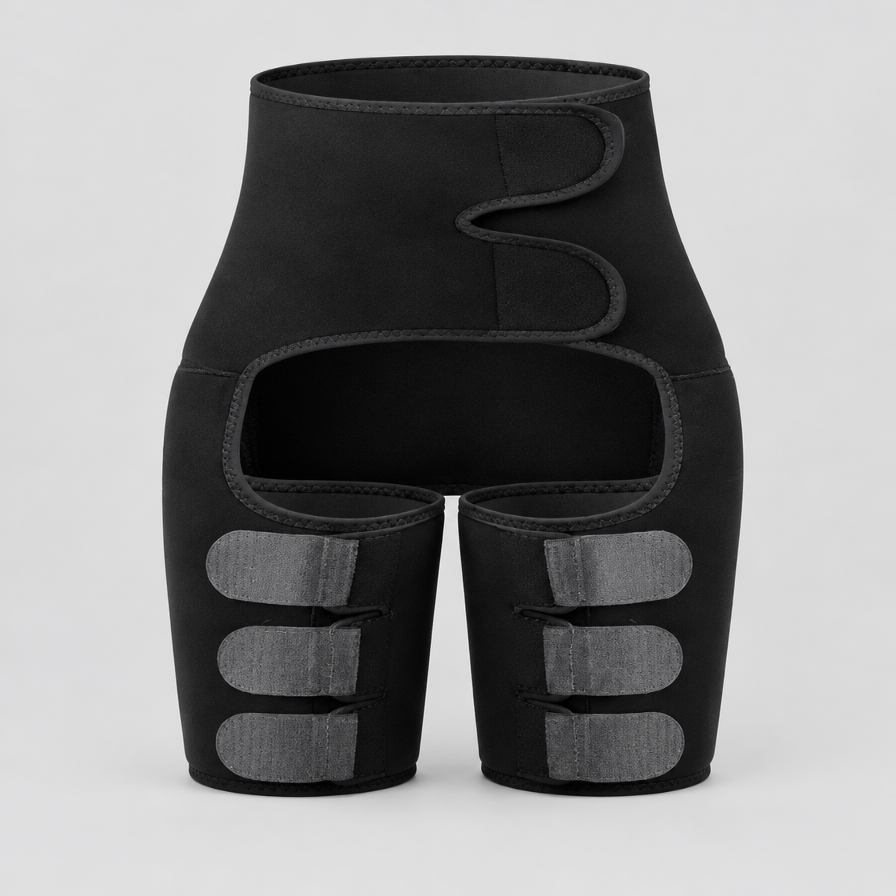 Hip & Thigh Support Band with Adjustable Compression in Black