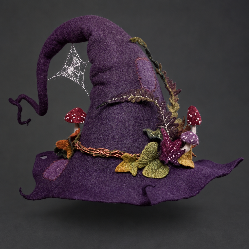 Hexwood felt witch hat in Purple