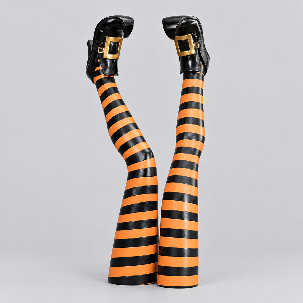 Witch Leg Stakes, Colourful Resin Garden Decor in yellow and black