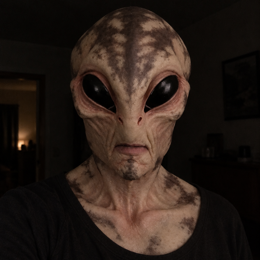 Realistic Full Face Latex Mask for Halloween & Cosplay in Alien – Mottled/Spotted Skin