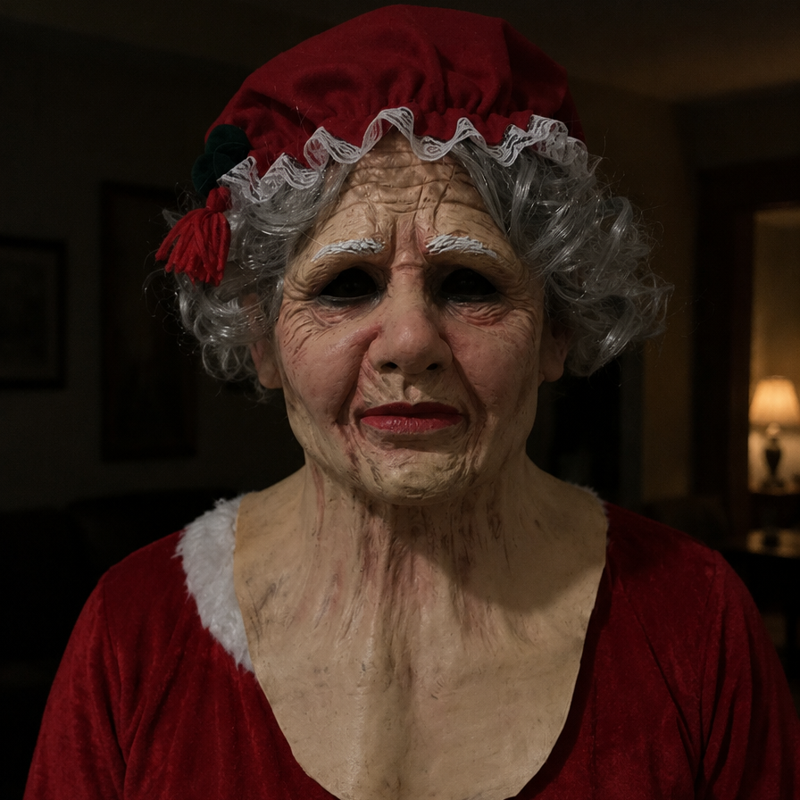 Realistic Full Face Latex Mask for Halloween & Cosplay in Mrs Claus – Old Woman