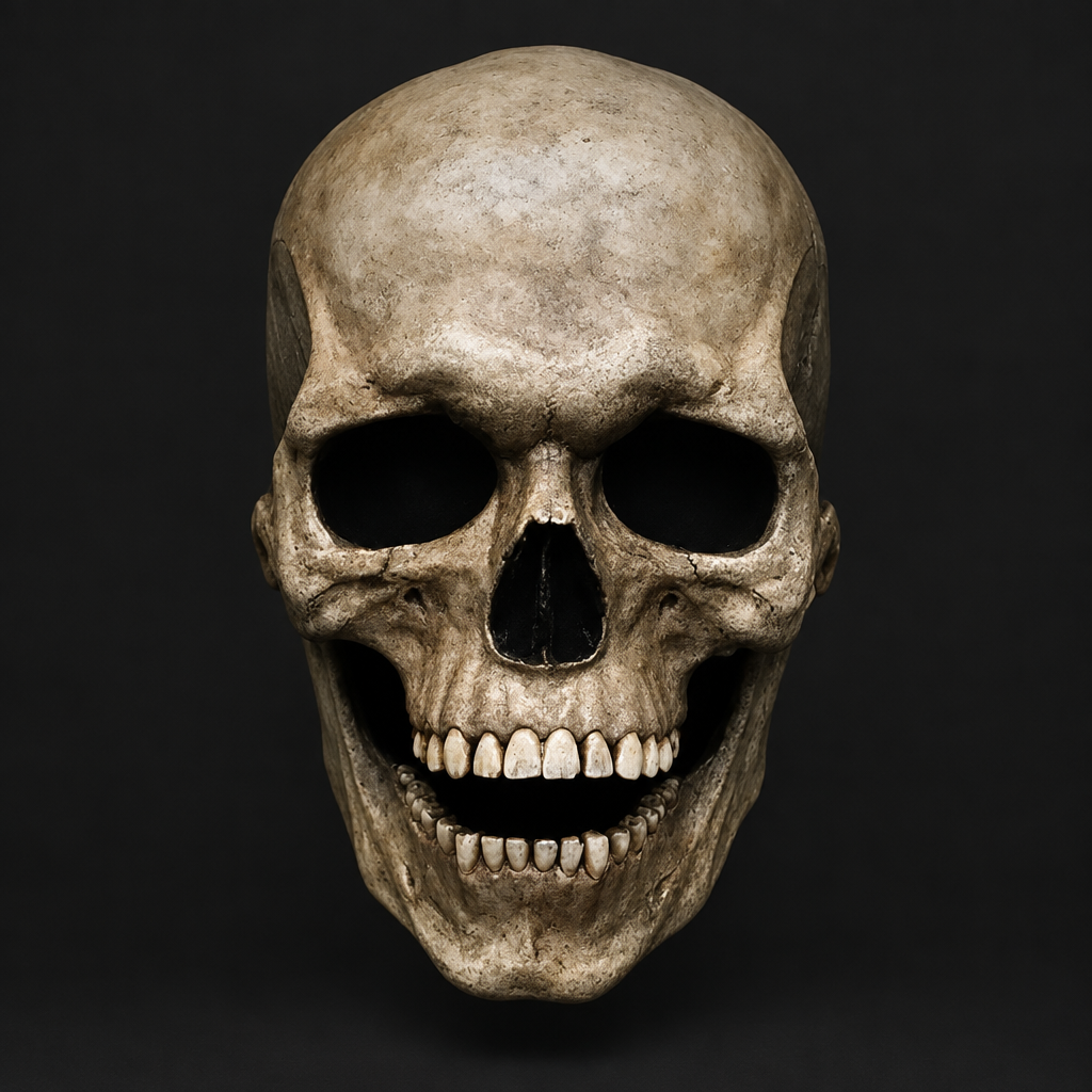 Full Head Skull Mask with Movable Jaw in Black