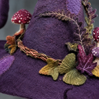 Hexwood felt witch hat, close-up of the woodland trim
