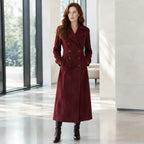 Belgravia women's long faux suede trench coat, view 5
