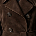 Belgravia women's long faux suede trench coat, view 3
