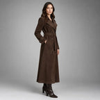 Belgravia women's long faux suede trench coat, view 4