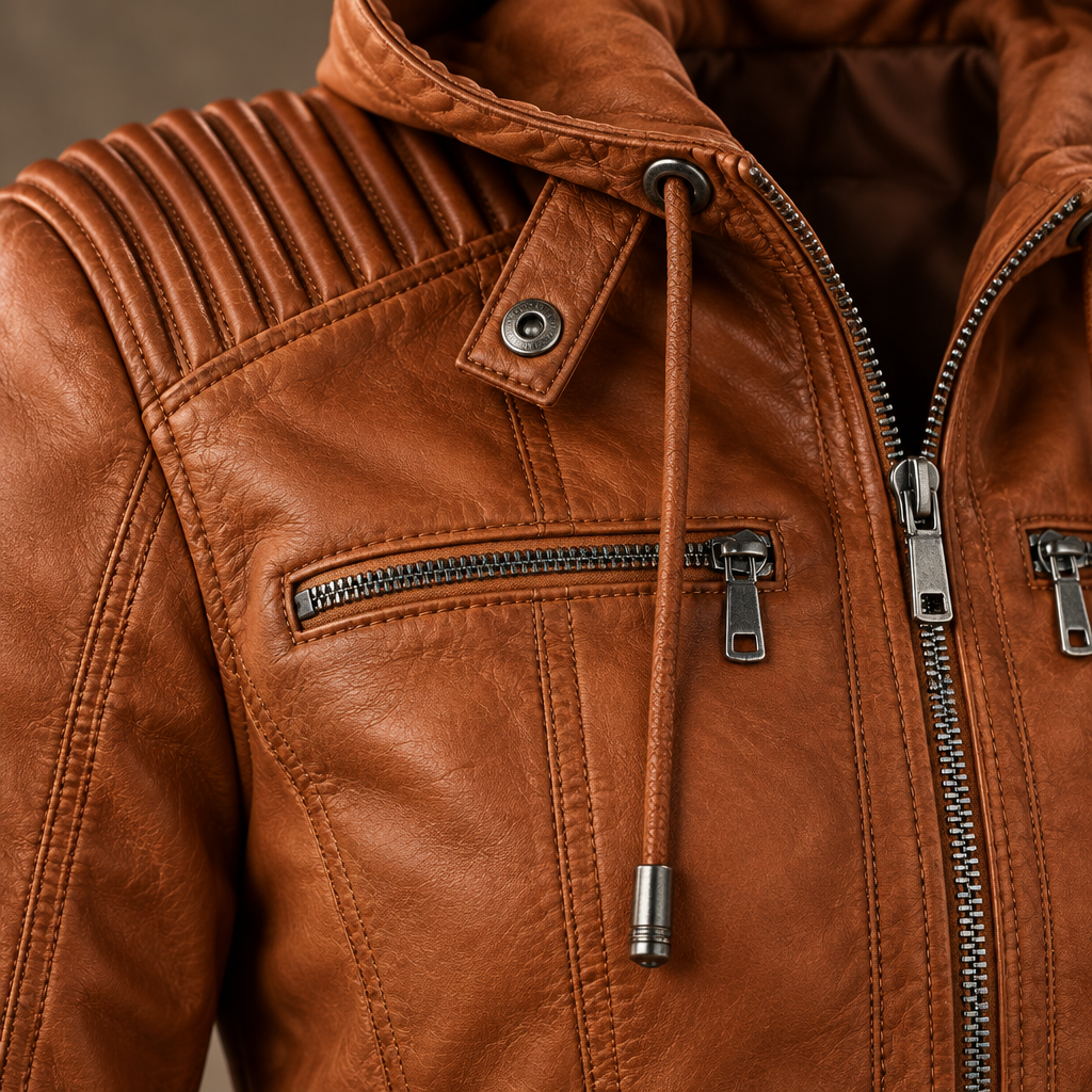 Sierra women's hooded faux leather jacket, view 2
