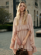 Larkspur women's blush chiffon ruffle dress