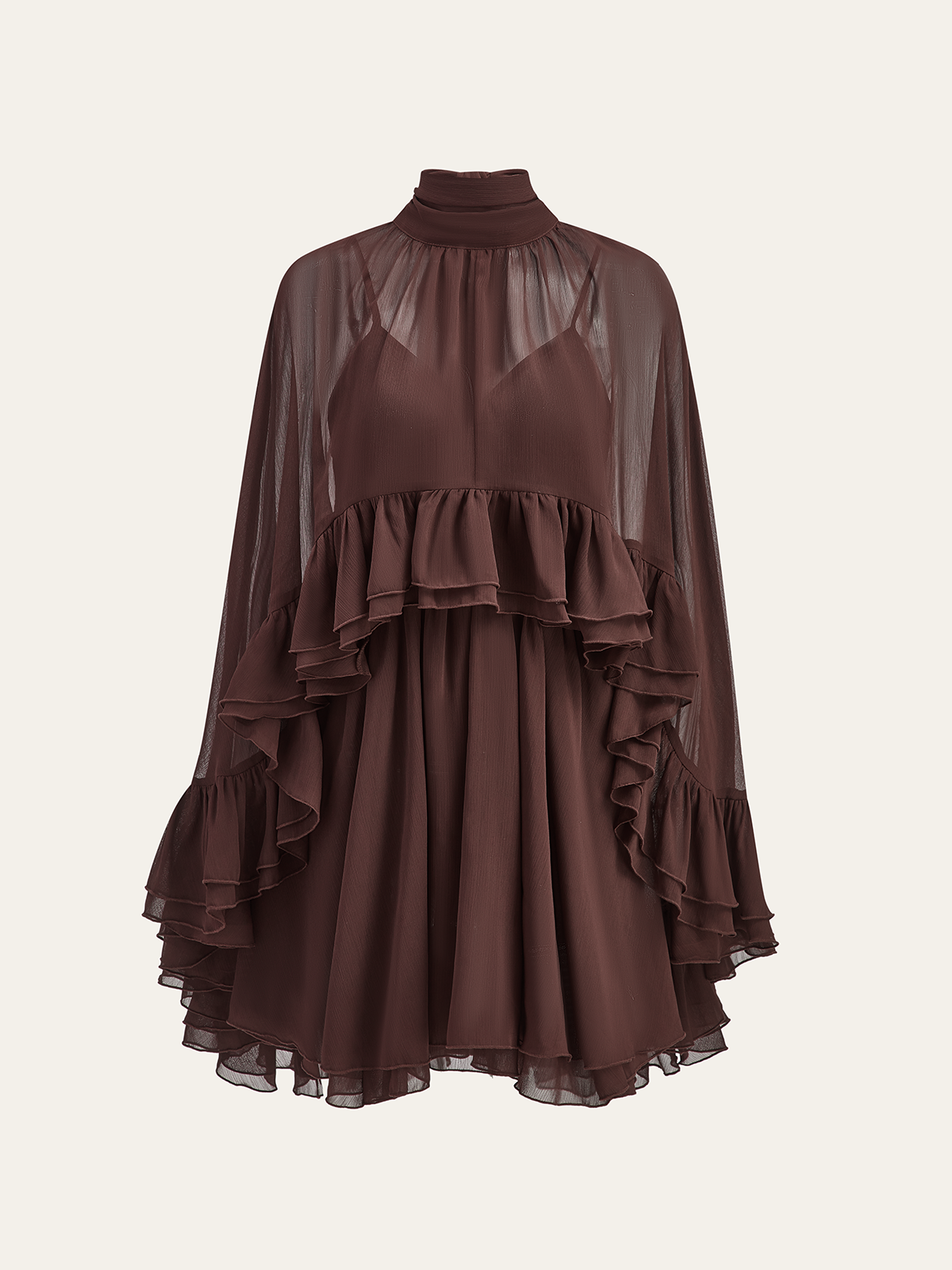 Larkspur women's blush chiffon ruffle dress, view 11