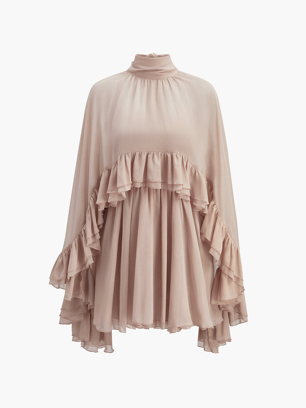 Larkspur women's blush chiffon ruffle dress, view 9