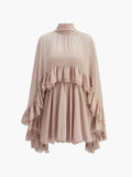 Larkspur women's blush chiffon ruffle dress, view 9