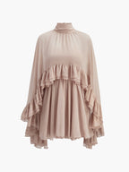 Larkspur women's blush chiffon ruffle dress, view 9