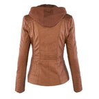 Sierra women's hooded faux leather jacket, view 6