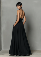 Isla women's linen blend halter maxi dress, view 4