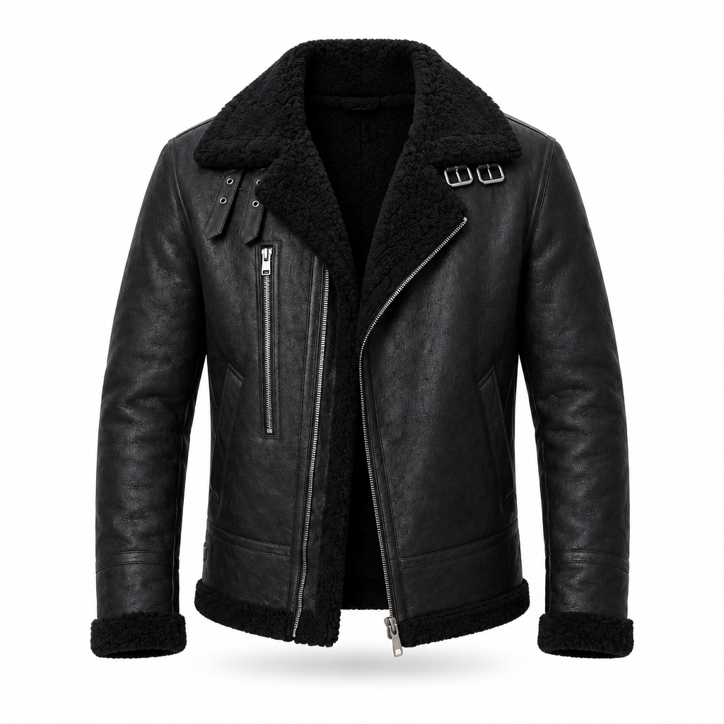 Hartley men's faux leather jacket in Black