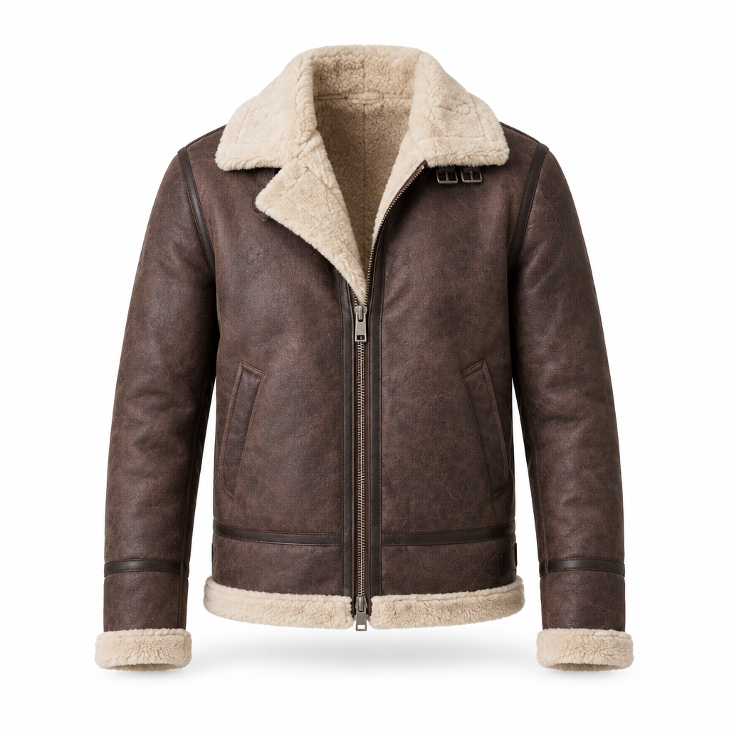 Hartley men's faux leather jacket in Brown