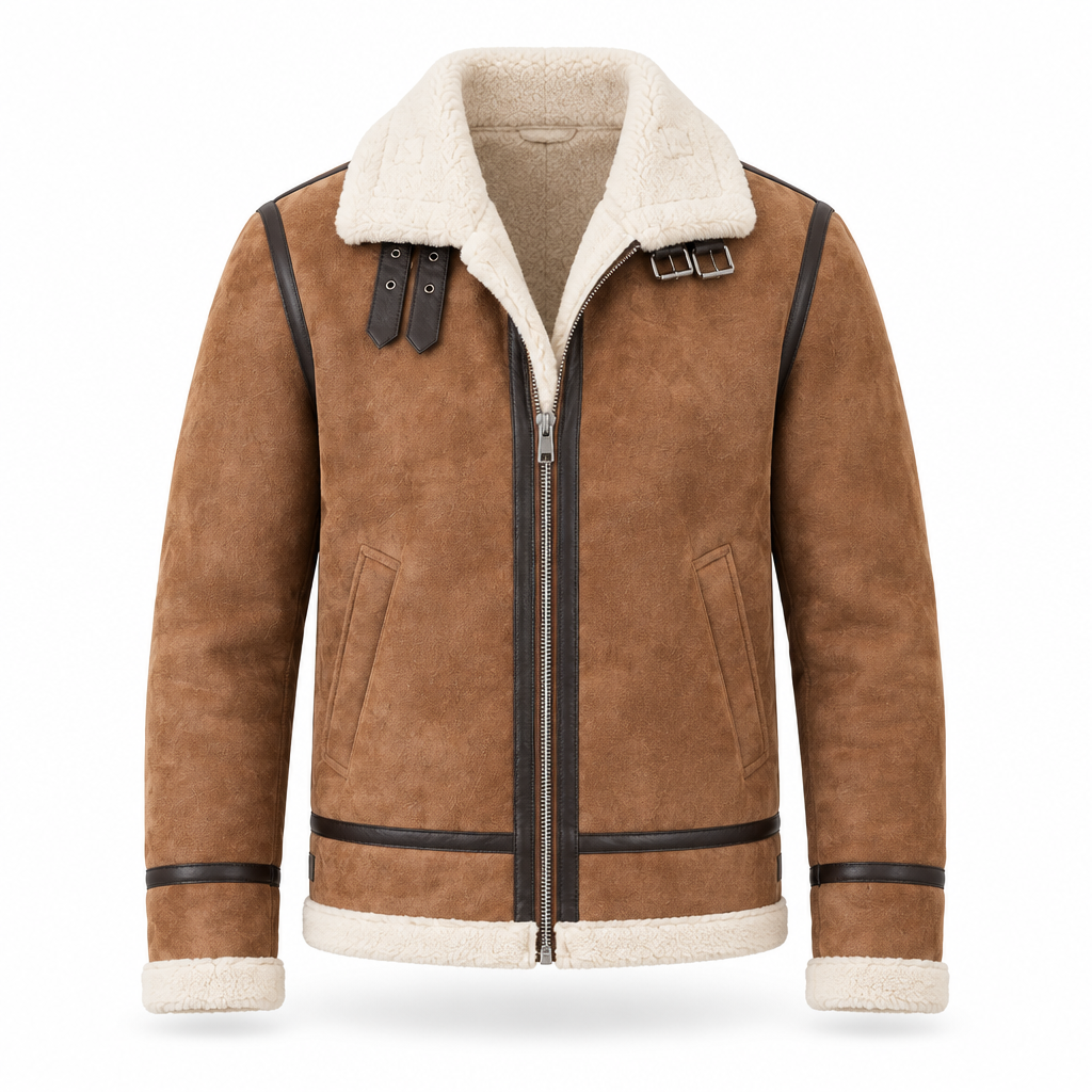 Hartley men's faux leather jacket in Khaki