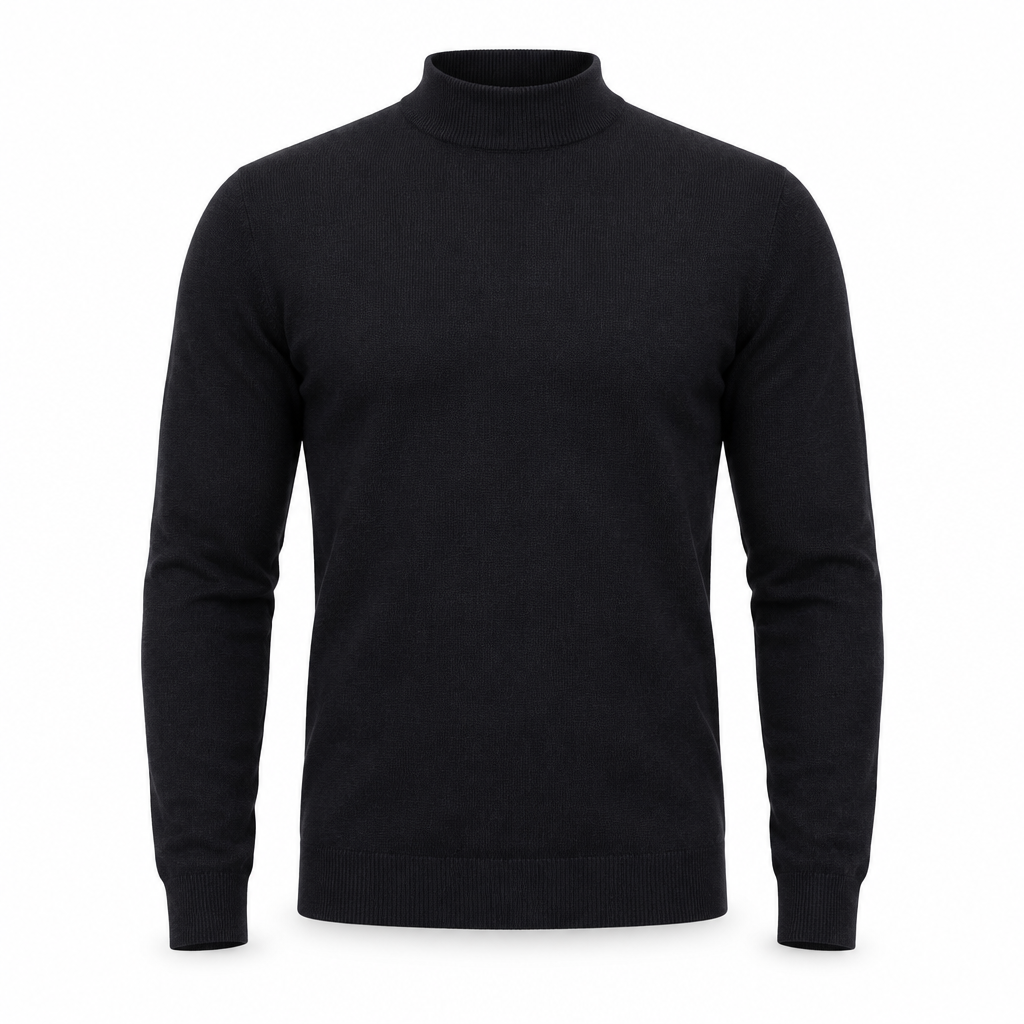 Hendrix men's cotton mock neck jumper in Black
