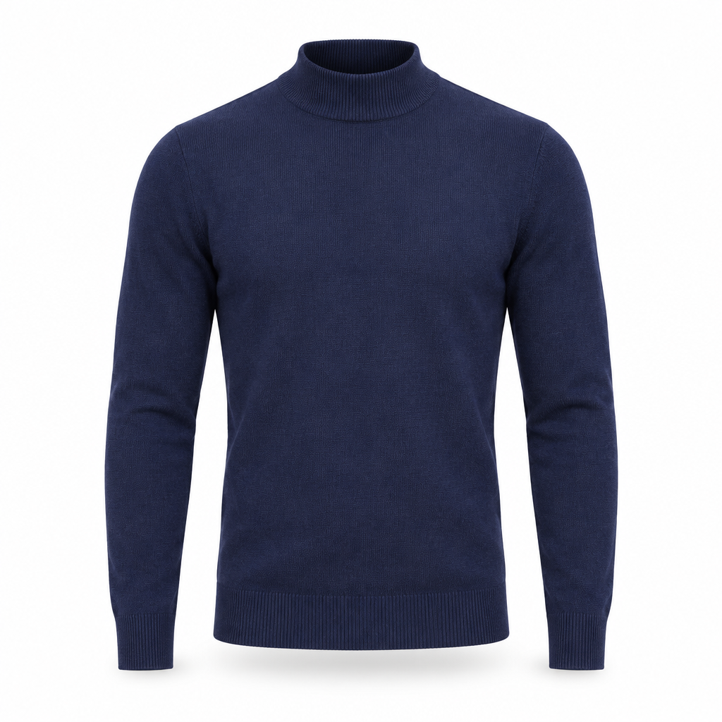 Hendrix men's cotton mock neck jumper in Navy