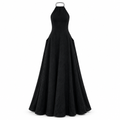 Isla women's linen blend halter maxi dress in Black