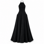 Isla women's linen blend halter maxi dress in Black