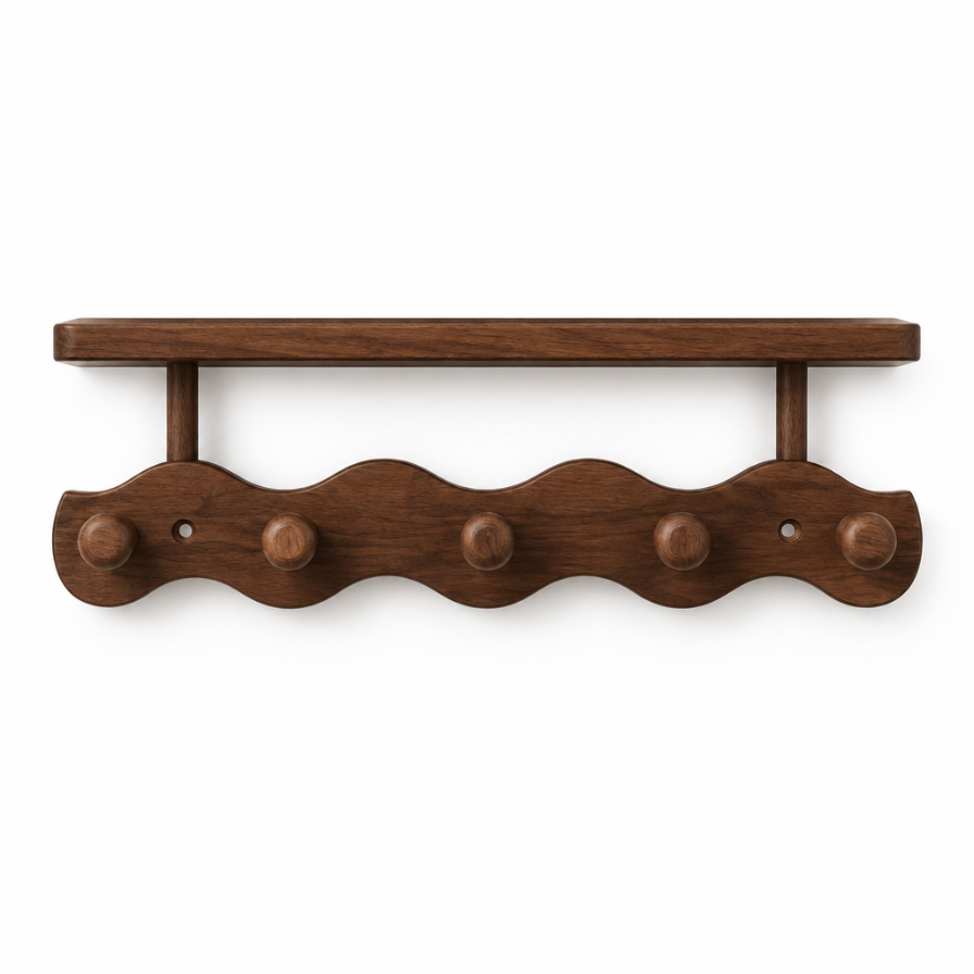 Skyline wavy wooden wall coat rack in Brown