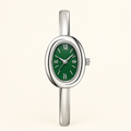 Aurora Oval Bangle Watch in Silver-Green