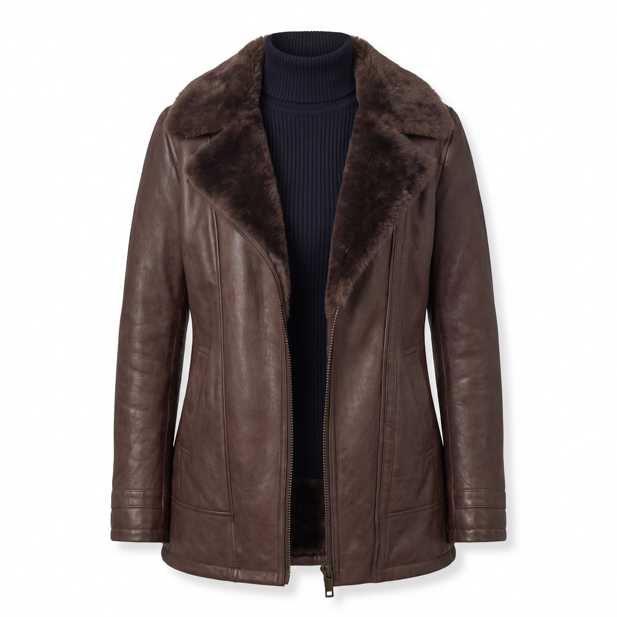 Aspen women's faux leather jacket in Brown