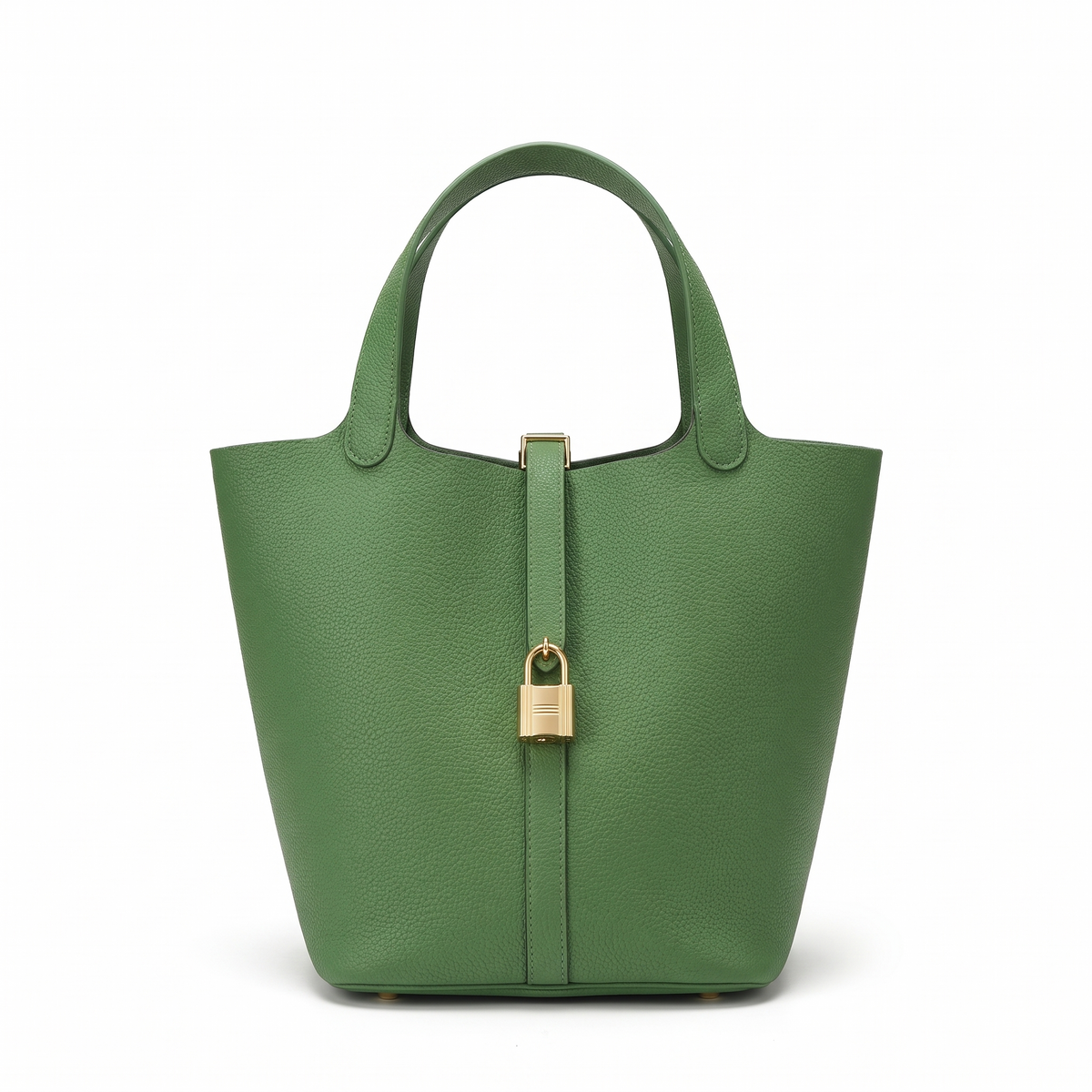 Structured Faux Leather Tote Bag for Women in Avocado Green