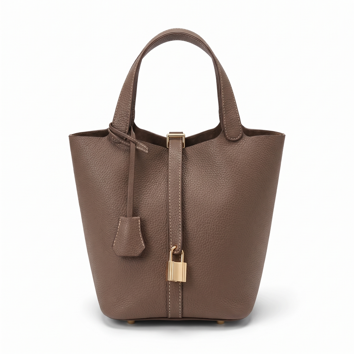 Structured Faux Leather Tote Bag for Women in Grey