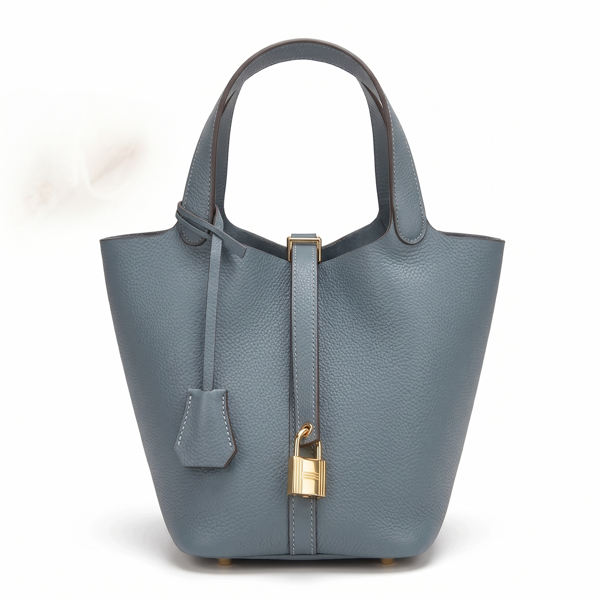 Structured Faux Leather Tote Bag for Women in Blue