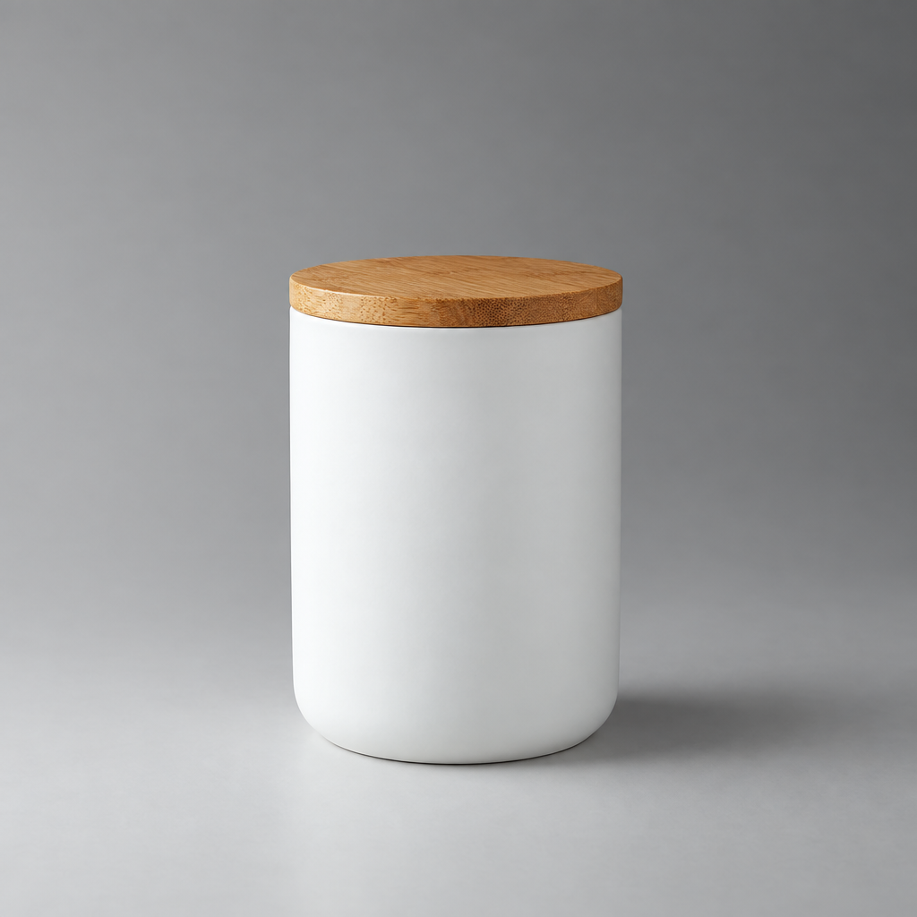 Airtight Ceramic Storage Jar with Wood Lid, view 4