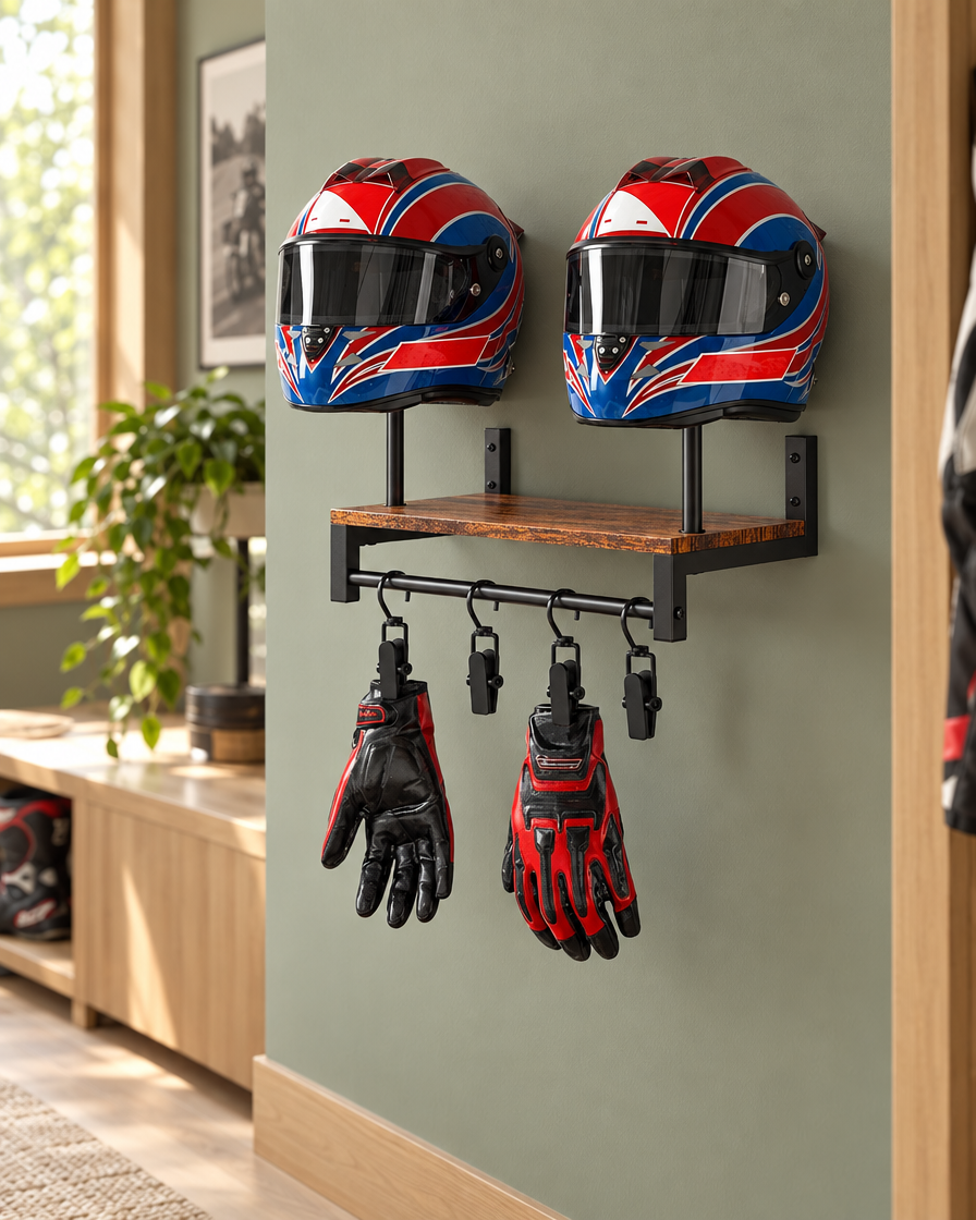 Wall-Mounted Gear Rack for Helmets & Sports Equipment, view 4
