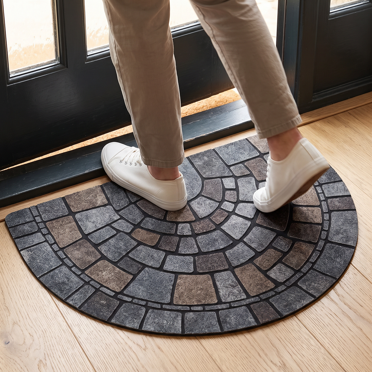 Semi-Round Door Mat with Non-Slip Backing
