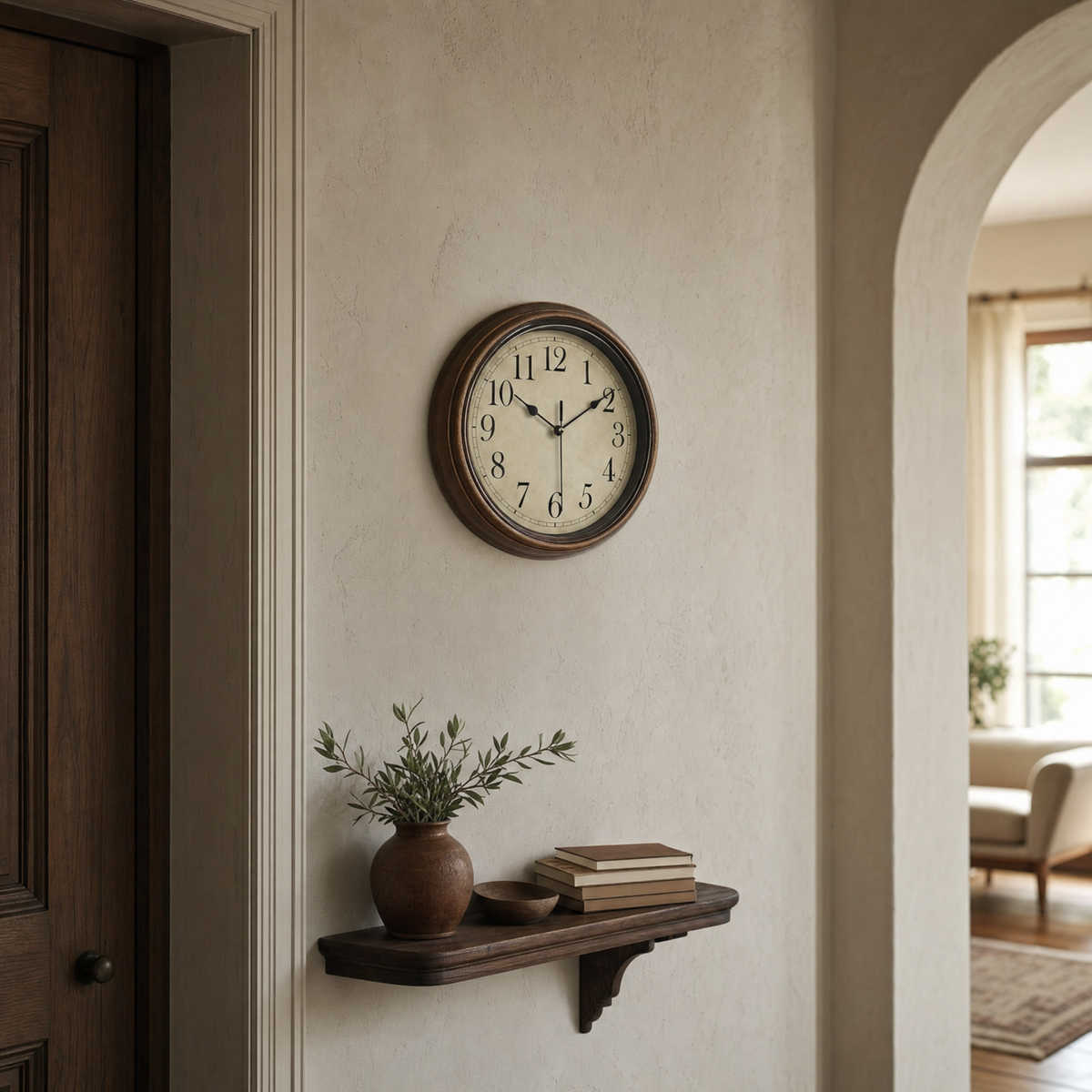 Brown Wood Wall Clock, view 4