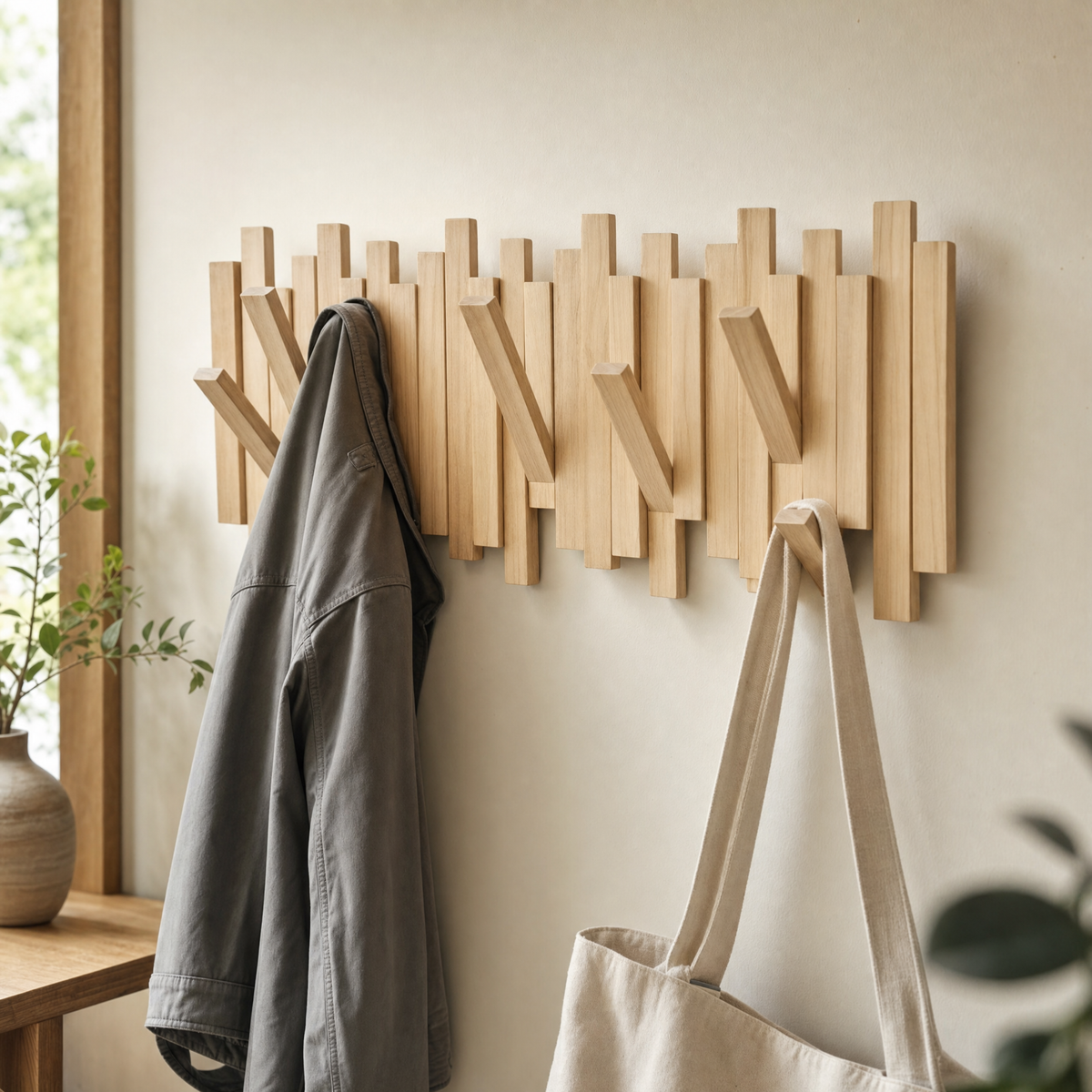 Nordic Solid Wood Coat Rack, view 3