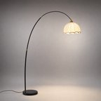 Meridian Arc Floor Lamp with Fabric Shade & Black Metal Frame, view 8