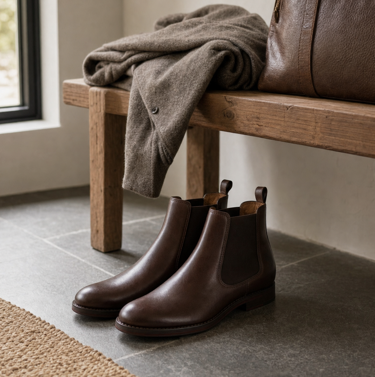 Kingsley men's faux leather Chelsea boots in Dark Brown