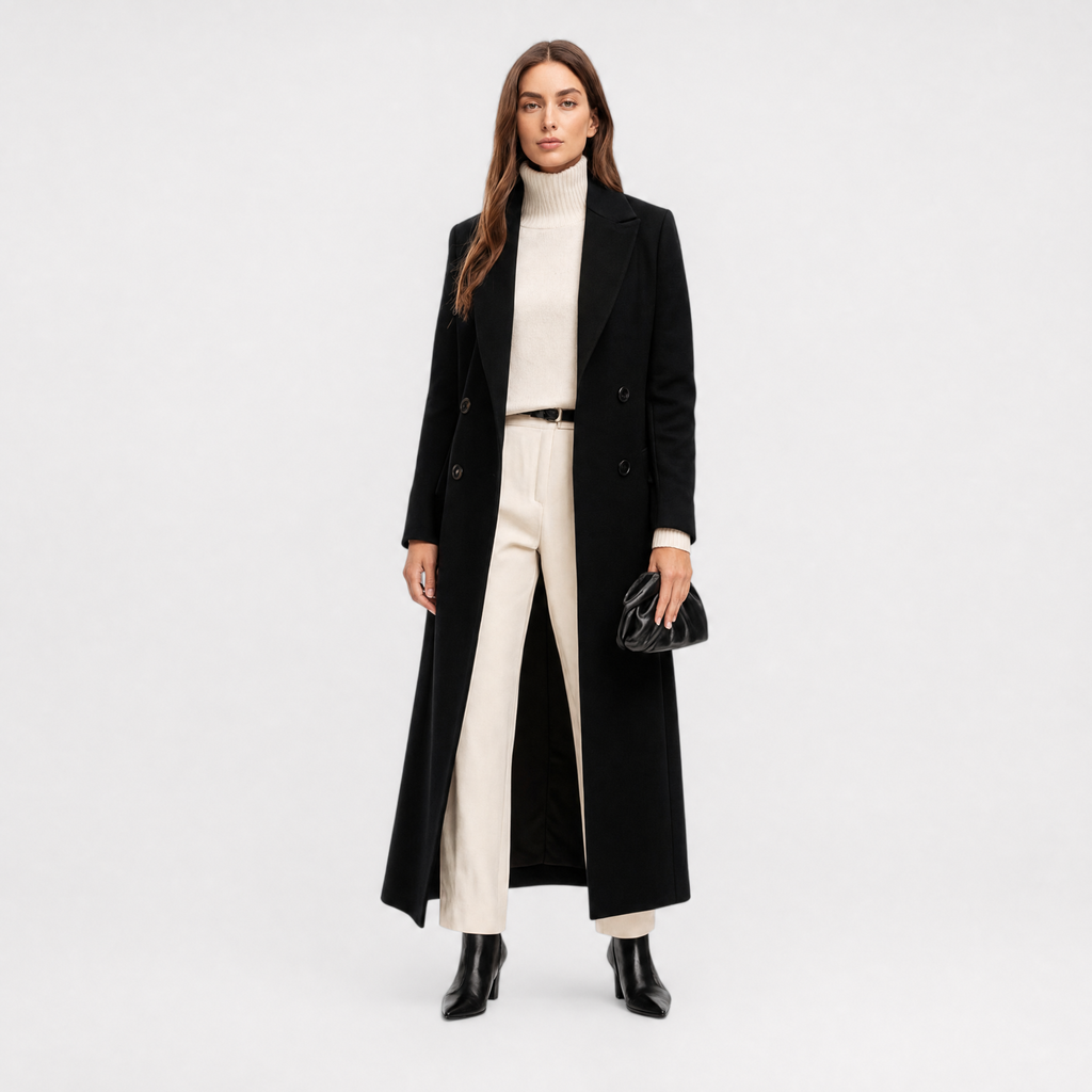 Langham women's longline tailored maxi coat, view 5