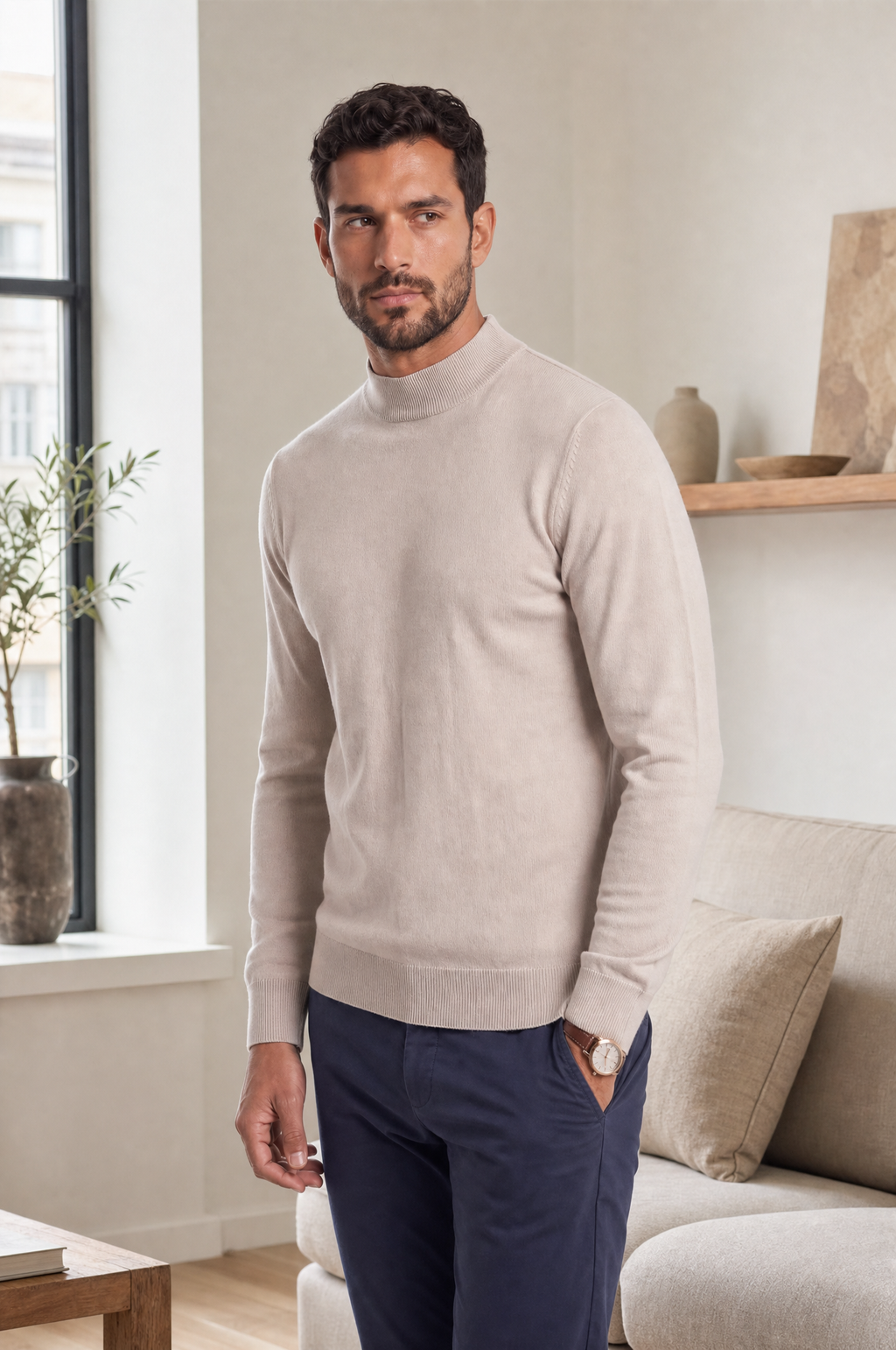Hendrix men's cotton mock neck jumper