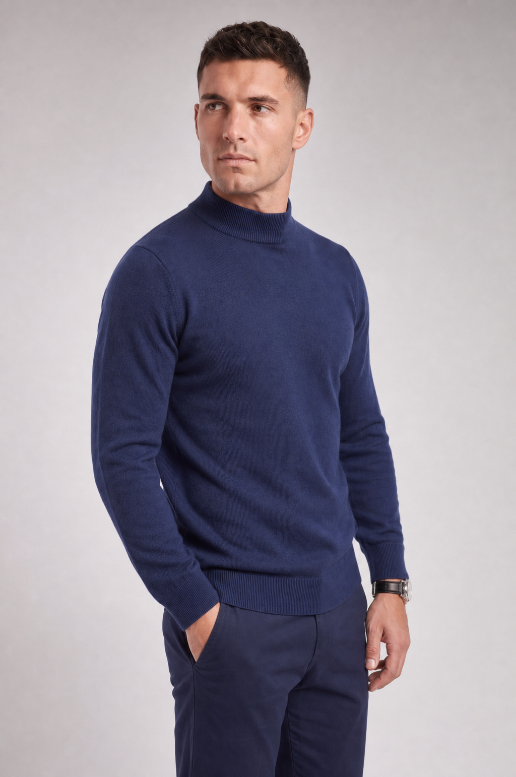 Hendrix men's cotton mock neck jumper, view 11