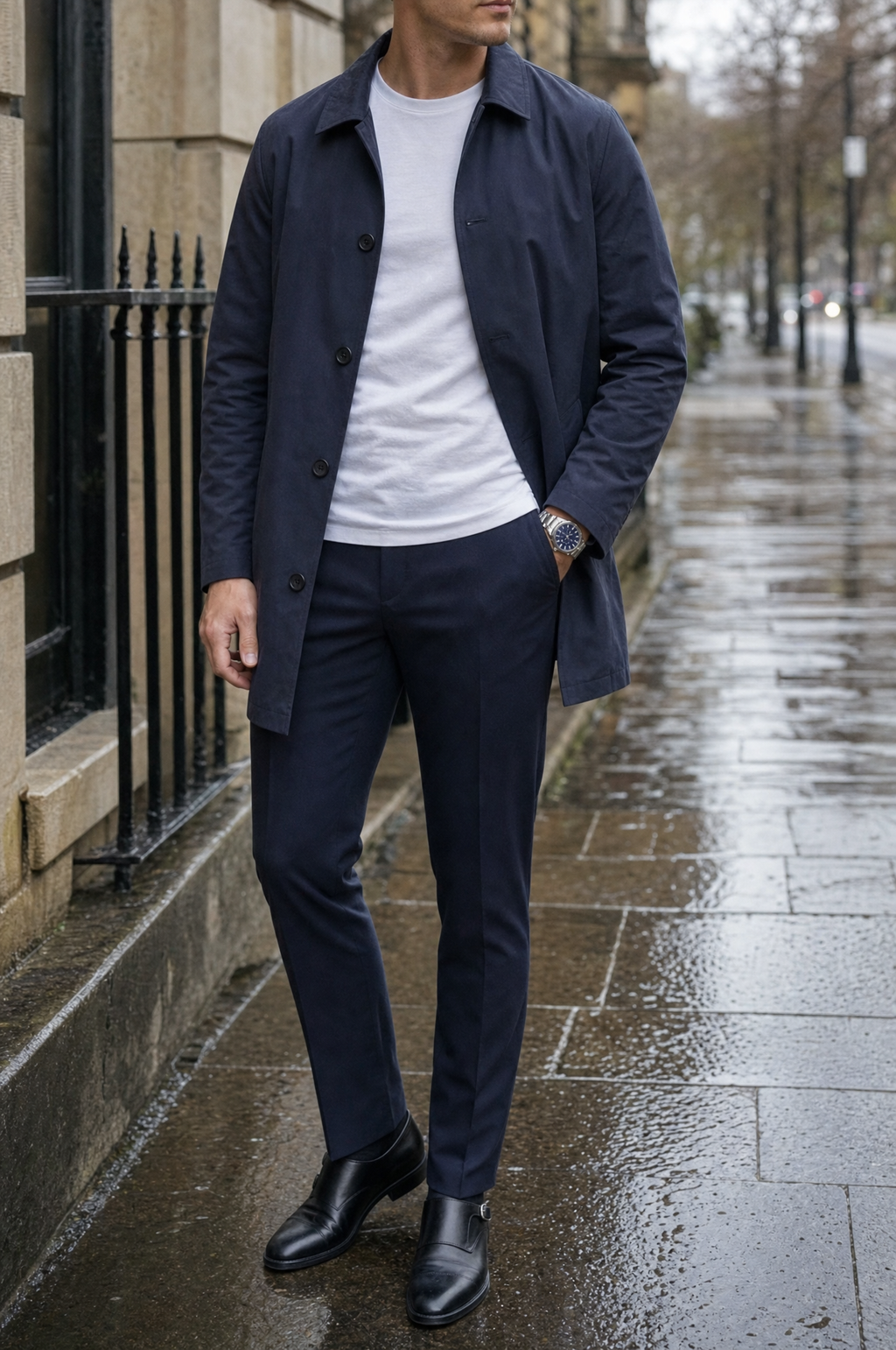 Aldwych men's short trench coat, view 6