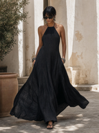 Isla women's linen blend halter maxi dress