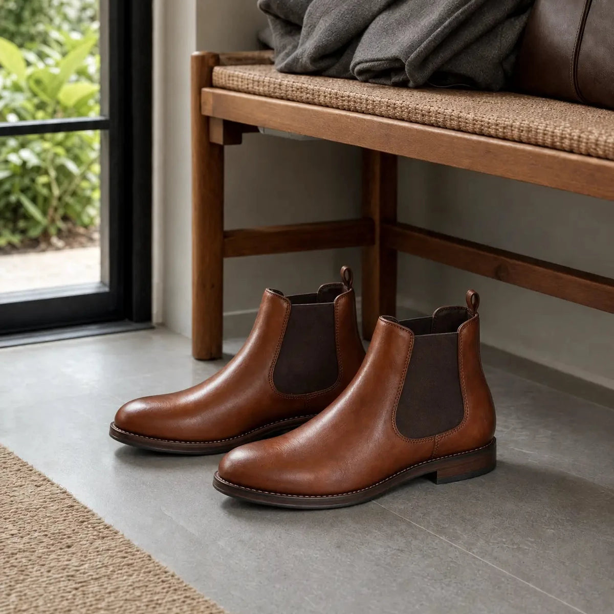 Kingsley men's faux leather Chelsea boots in Whiskey