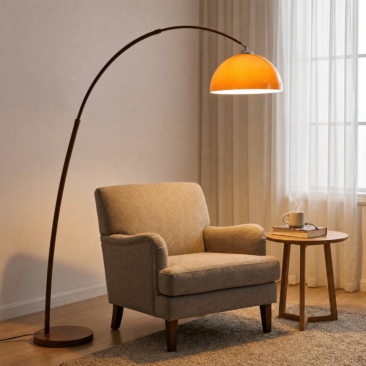 Haven Arc Floor Lamp with Dome Shade, view 3