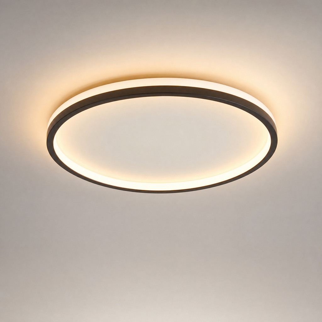 Halo Round LED Flush Mount Ceiling Light in Black