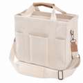 Wren Canvas Tote Bag with Multiple Pockets in Beige