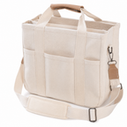 Wren Canvas Tote Bag with Multiple Pockets in Beige
