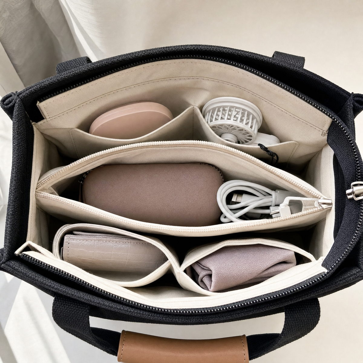 Wren Canvas Tote Bag with Multiple Pockets, view 7