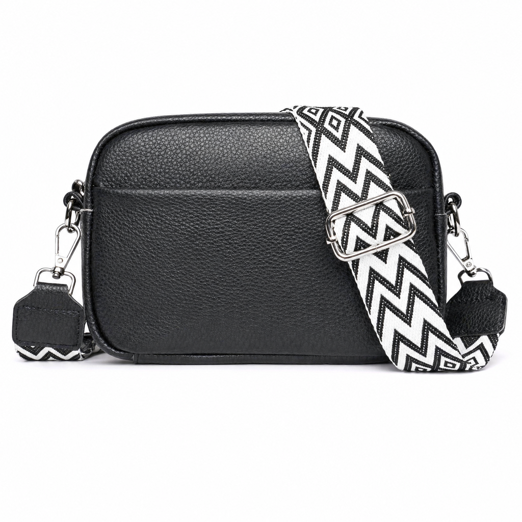 Harlow Faux Leather Crossbody Bag in Black